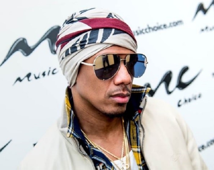 Nick Cannon in a printed turban