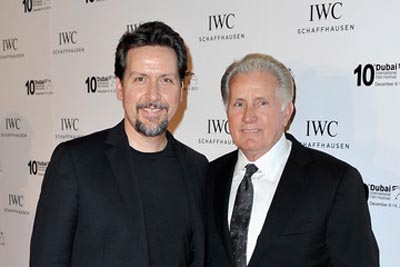 Ramon and Martin Sheen taking a picture together.