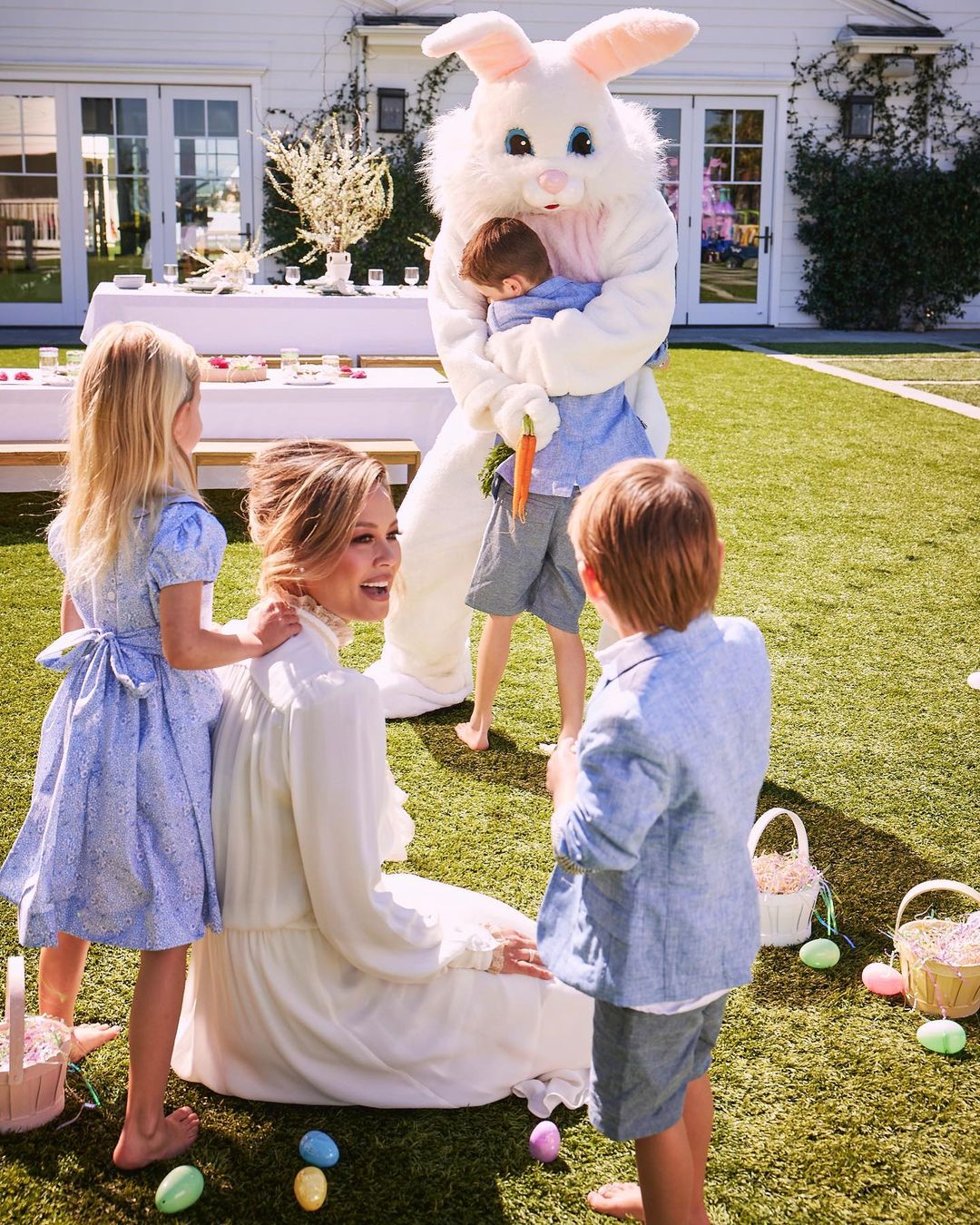 Vanessa Lachey celebrating Easter Sunday with her kids, Camden John Lachey, Brooklyn Elisabeth Lachey, and Phoenix Robert Lachey.