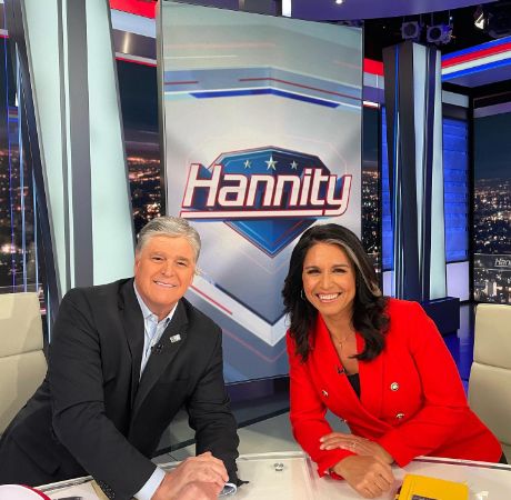 Sean Hannity with Tulsi Gabbard on the show Hannity. 